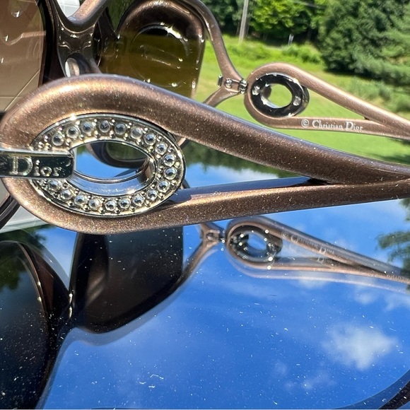 NWT Christian Dior Volute 2 STR Sunglasses 🤎Bronze with Rhinestone Temples 💎🤎 - Picture 6 of 16